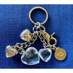 Kathy Van Zelland Bag Charm Purse Enhancer Silver Hearts Crystal Hearts
